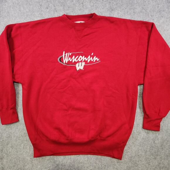 Vintage Wisconsin Badgers Sweatshirt Mens XL Red NCAA College Crewneck 90s - Picture 4 of 13